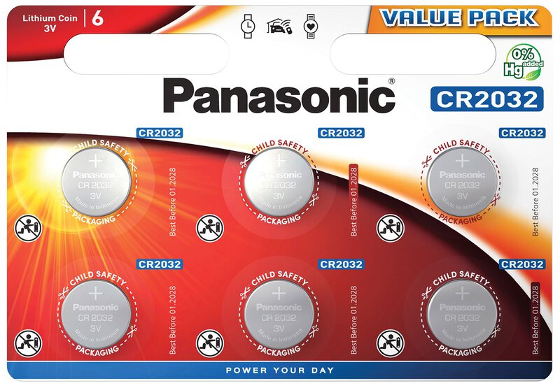 Baterie Panasonic CR2032, blistr 6ks, Lithium