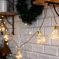 Solight LED dekorativní žárovky na přírodním provazu, 10x žárovka, 30LED, 180cm, časov (6) (6)