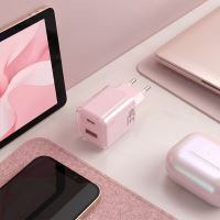 Solight 33W GaN fast charge USB-A + USB-C adaptér, růžový - DC75P_2 (1)