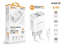 Chytrá síťová nabíječka ALIGATOR 2.4A, 2xUSB, smart IC, bílá, USB-C kabel 2A_4 (3)