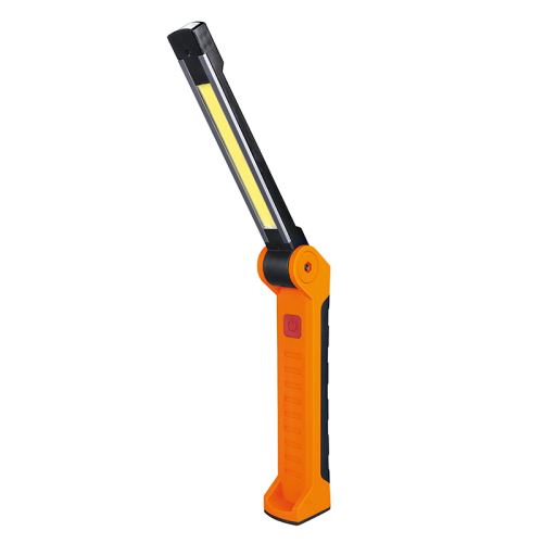 Solight pracovní nabíjecí LED lampa,  500lm + 70lm, COB, Li-Ion, USB, černooranžová - WM