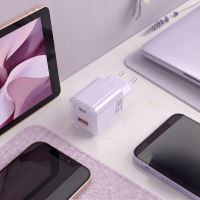 Solight 33W GaN fast charge USB-A + USB-C adaptér, fialový - DC75V_2 (1)