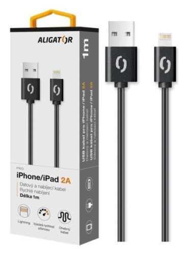 Datový kabel ALIGATOR 2A iPhone lightning 1m, černý_1