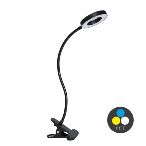 ECOLITE LED stolní lampa dotyková MILA 8W, volba teploty světla, stmívatelná, černá, USB