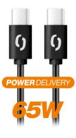 Datový kabel ALIGATOR POWER 65W, USB-C/USB-C 3A 0,5m, černý_2 (1)
