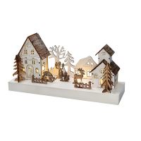 Solight LED vánoční vesnička, 34x17cm, dřevo, 4 LED, 2x AA - 1V256_2 (1)