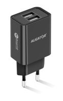 Chytrá síťová nabíječka ALIGATOR 2.4A, 2xUSB, smart IC, černá_3 (2)