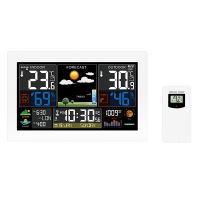 Solight meteostanice, extra velký barevný LCD, teplota, vlhkost, tlak, RCC, USB nabíjení, bílá - TE81W-XL
