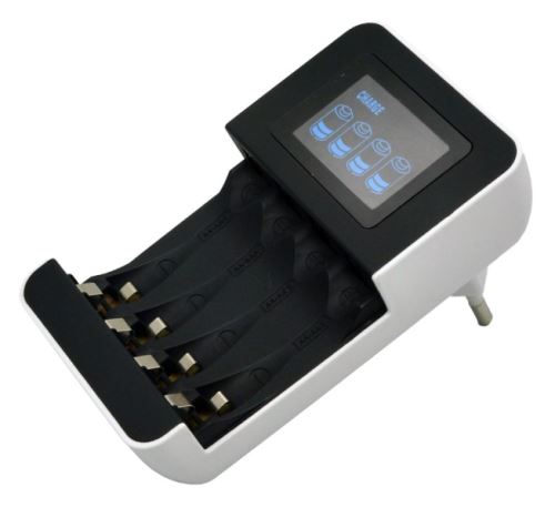 Solight nabíječka s LCD displejem, AC 230V, 450mA, 4 kanály, AA/AAA, řízená mikroprocesorem - DN25