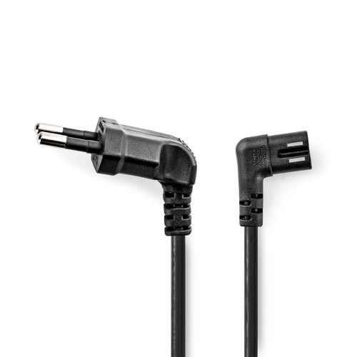 Napájecí kabel úhlový, EURO kon., černý, plochý, 2x 0,75mm, 3m_1