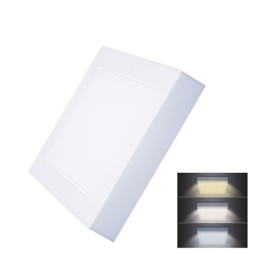 Solight LED mini panel CCT, přisazený, 12W, 900lm, 3000K, 4000K, 6000K, čtvercový - WD17