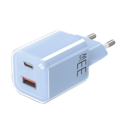 Solight 33W GaN fast charge USB-A + USB-C adaptér, modrý - DC75B_1