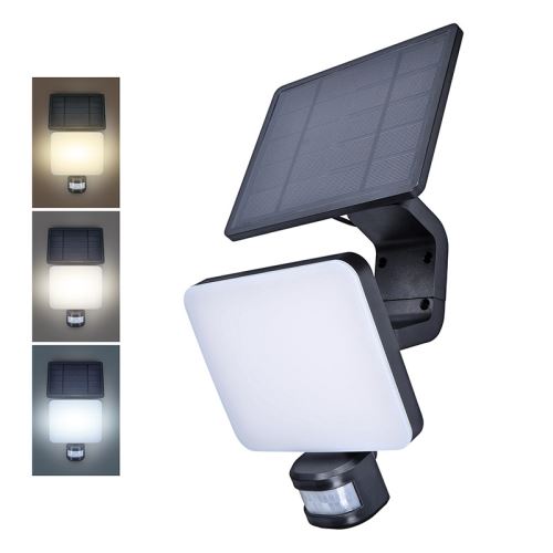 Solight LED solární osvětlení se senzorem, 11W, 1200lm, 3 CCT, Li-Ion, černá - WO785-1_1
