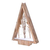 Solight LED dřevěná vánoční dekorace, zasněžené zimní květiny, 37cm, 2x AA - 1V267_2 (1)