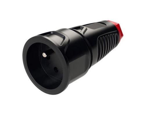 Instalační zásuvkaTaurus2 PC-2410-srw, přímá, pogumovaná, černá