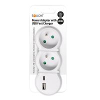 Solight rozbočka s USB A+C rychlonabíječkou 20W PD, 2 x 10A, bílá - P100-PD20_5 (4)
