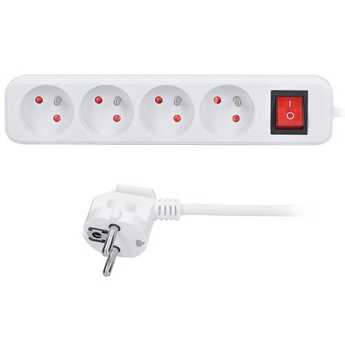 Solight prodlužovací přívod, 4 zásuvky, bílý, vypínač, 1,5m - PP30_1