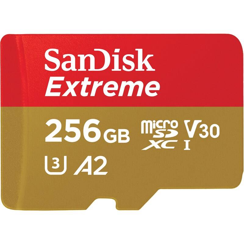 Paměťová karta SanDisk Extreme microSDXC 256GB + SD Adapter 190MB/s & 130MB/s Read/Write A2 C10 V30 UHS-I U3
