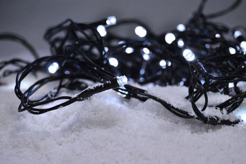 Solight LED venkovní vánoční řetěz, 50 LED, 5m, přívod 3m, 8 funkcí, časovač, IP44, stud