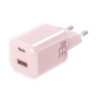 Solight 33W GaN fast charge USB-A + USB-C adaptér, růžový - DC75P