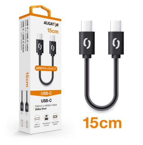 Datový kabel ALIGATOR POWER USB-C/USB-C 15cm, černý_1