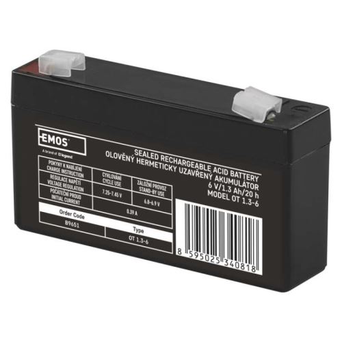 Olověný bezúdržbový akumulátor 6V / 1,3Ah  B9651 (97x24x51mm)_1