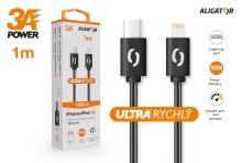 Datový kabel ALIGATOR POWER 3A, USB-C/Lightning, 1m, černý_3 (2)